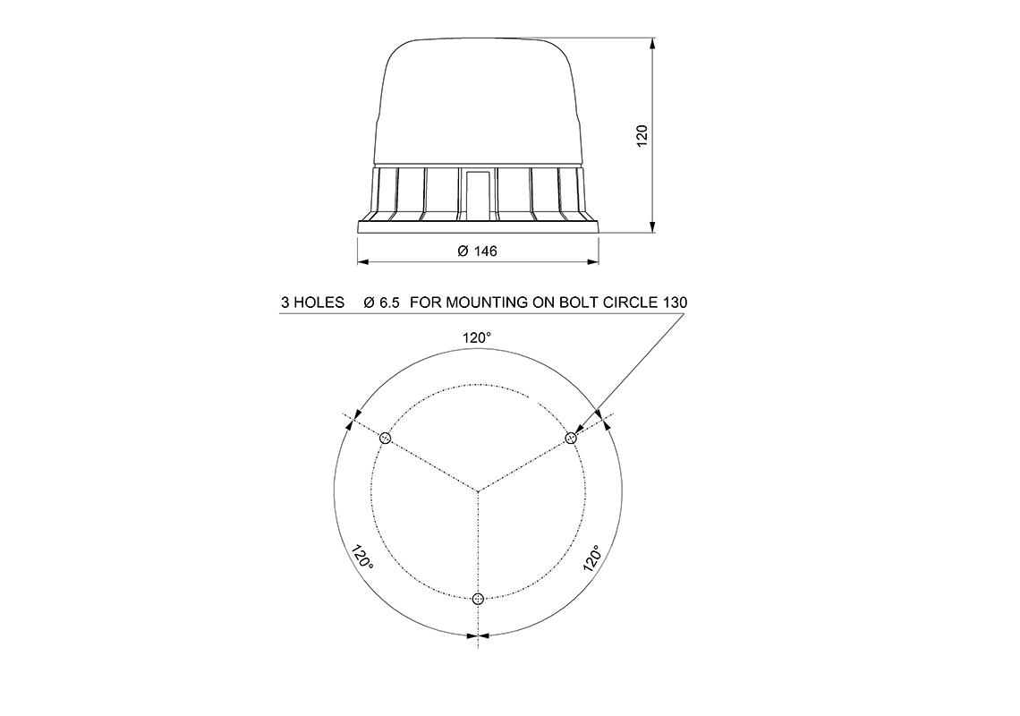 Gyrophare GALAXY à visser 23W, avec ampoules H21 12 et 24V fournies   